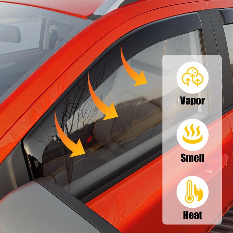 Maxzina Visor Rain Guards Compatible with 2024 2025 2026 Ford Ranger Front and Rear in-Channel Window Visors Wind Deflectors Weather Shield for 2026 Ranger 4PCS Accessories - Image 3